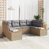 VidaXL 6-Piece Garden Sofa Set with Cushions Beige Poly Rattan Acacia 3348156