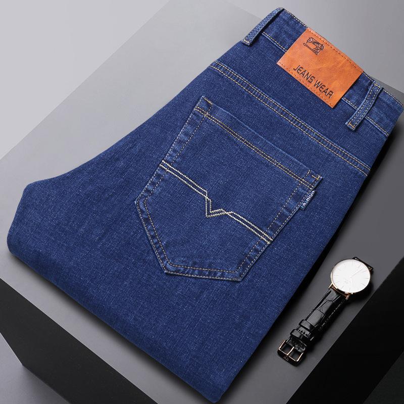 Fashion Padded Thickened Jeans Men's Autumn and Winter Models Loose Straight with Flannel Warm Men's Winter Trousers