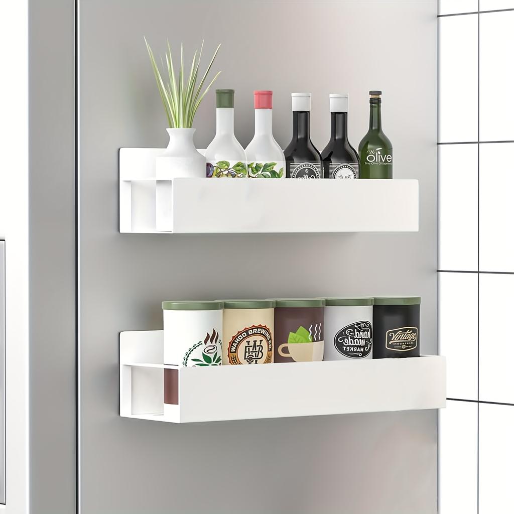 2Pcs Magnetic Spice Rack for Refrigerator Magnetic Storage Shelf Wall Mounted Fridge Organizer Spice Jar Holder
