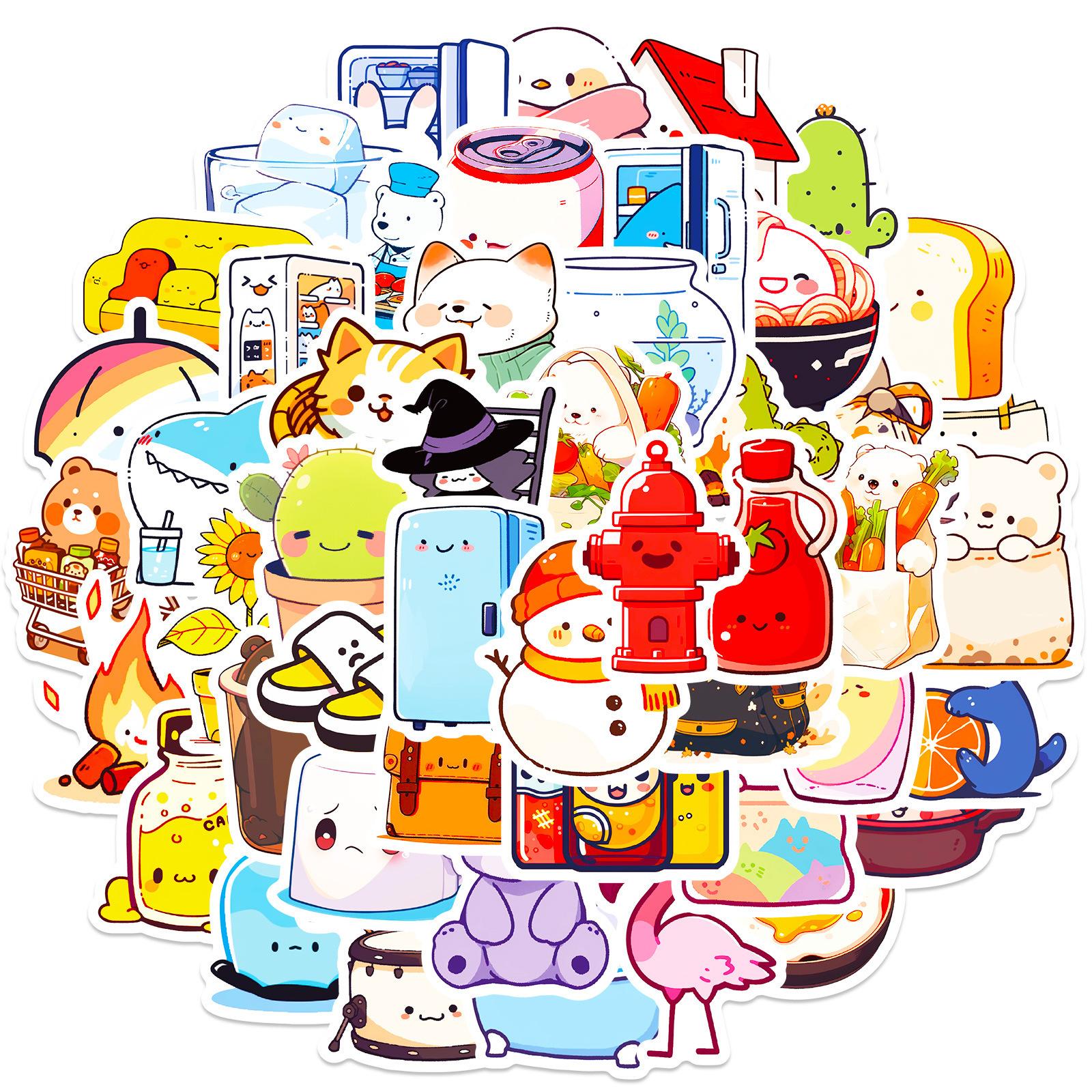

50 Lively Cute Stickers Cute Cartoon Children Reward Small Animal Stickers Batch