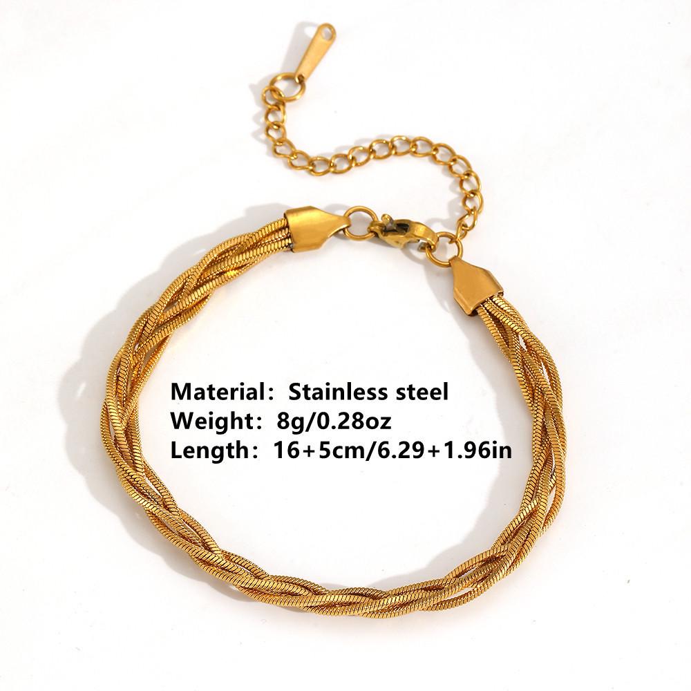 Women's Titanium Steel Color-Preserving Woven Snake Chain Layered Bracelet