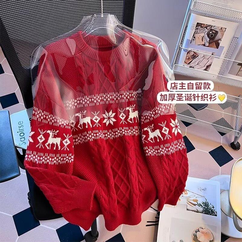 Girls Fair Isle Knit Sweater Winter Thick Soft Pullover Top Sweet Style