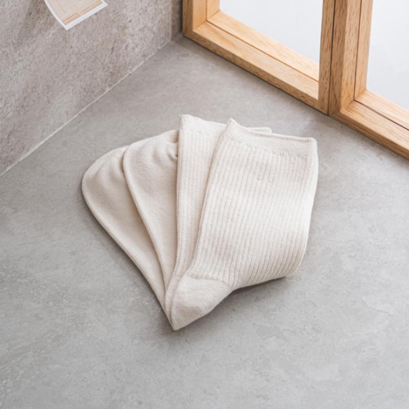 Monfoot Dámske rebrované ponožky s dlhým lemom Slonová kosť