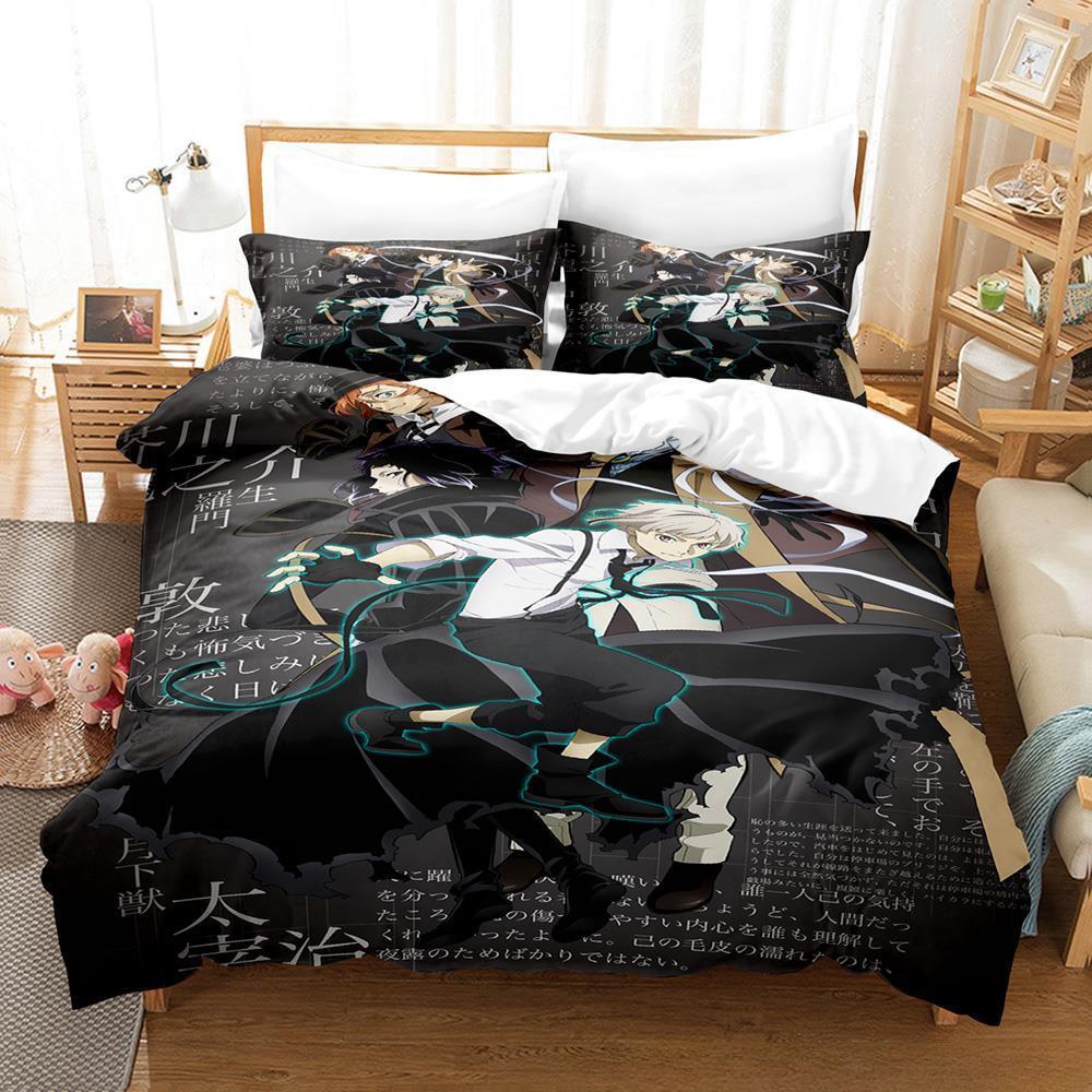 

Fashion Bungo Stray Dogs S4 Bedding Collection Cartoon Anime ThreePiece Set Adult Kid Bedroom Duvet Cover Collections 3D Print Kawaii Anime EU Twin 135x200cm