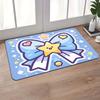Cute Star with Bow Door Mat, Kawaii Cartoon Floor Rug, Pastel Blue Entryway Mat for Kids Room, Soft Non-Slip Decor