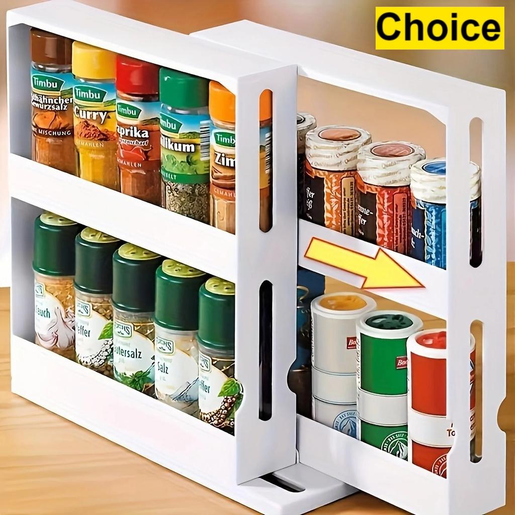 2/1 PCs Spice Storage Rack,90 Degree Swivel Item Storage Rack, Countertop 2 Tier Storage Rack,small Storage and Organizer Rack