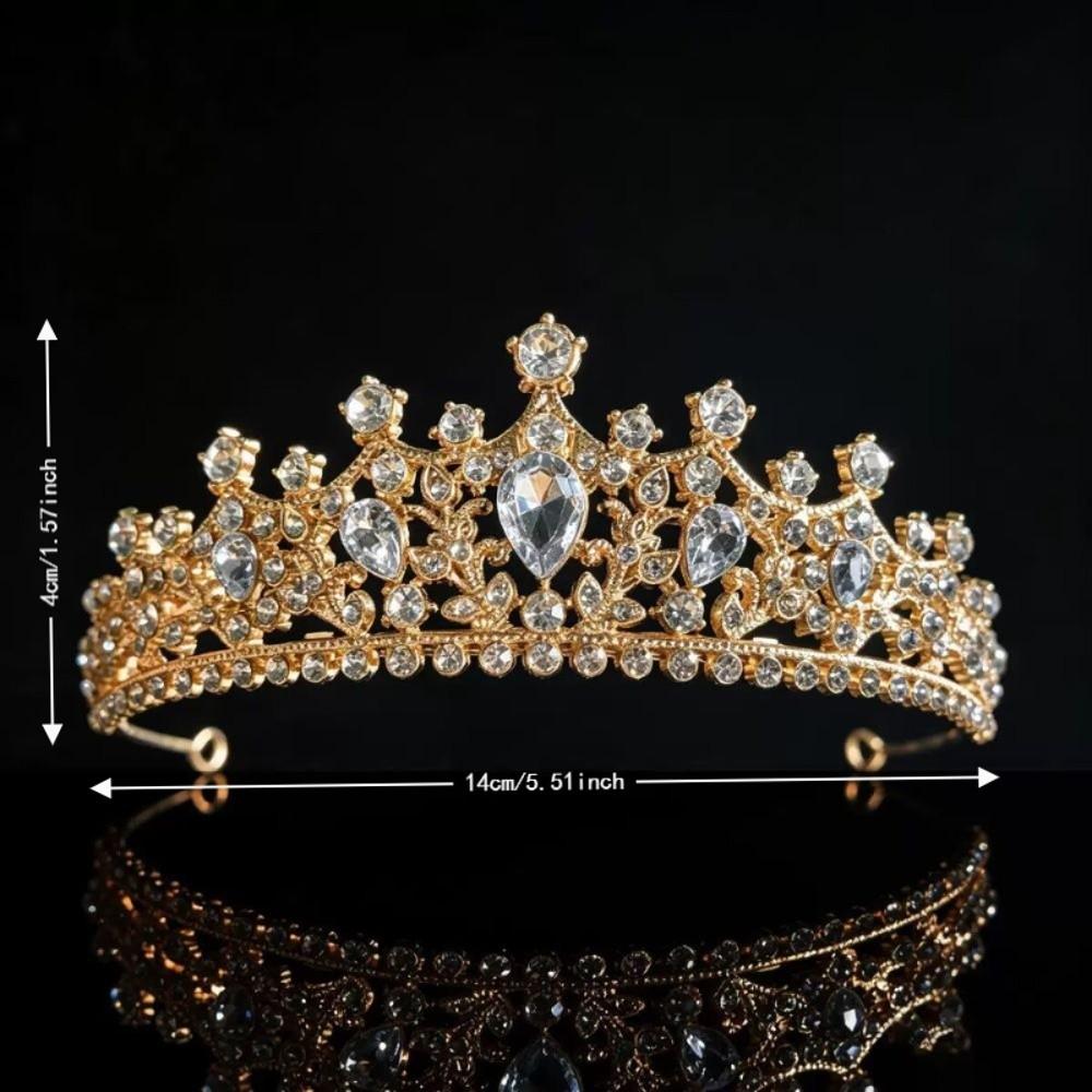 Baroque Style Princess Headband Gold Plated Bridal Tiara Fairy Rhinestone Headband  Pageant