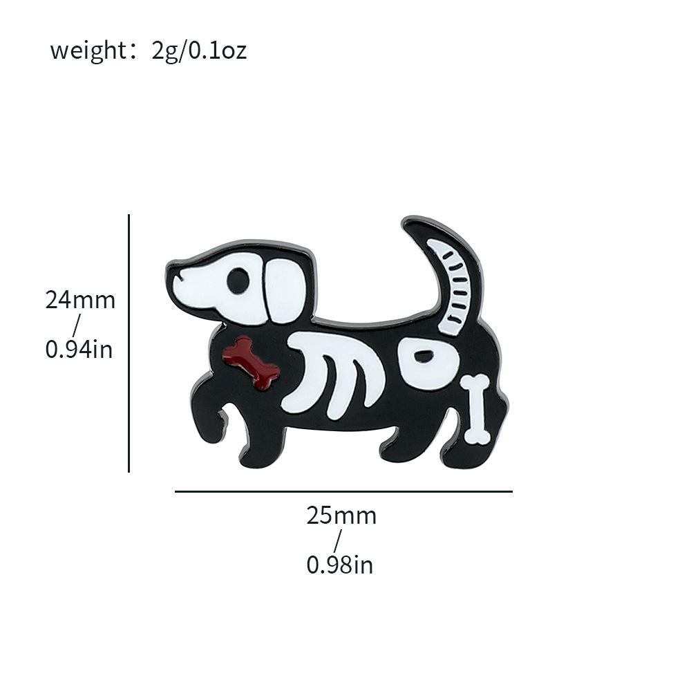 Personalized creative dark skeleton kitten brooch Halloween series puppy bird skeleton metal badge pin