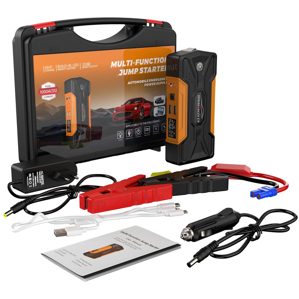 Car Jump Starter with Tire Inflator, 12V Portable Emergency Power Bank and Starting Device