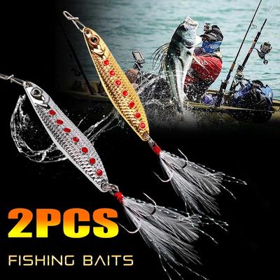 2 шт. Жорсткі приманки. Металева блешня. Ложка. Рибальська приманка. Блискітки. Шум. Пайєтка. Перо. Високі частоти. Гачок. Снасть.