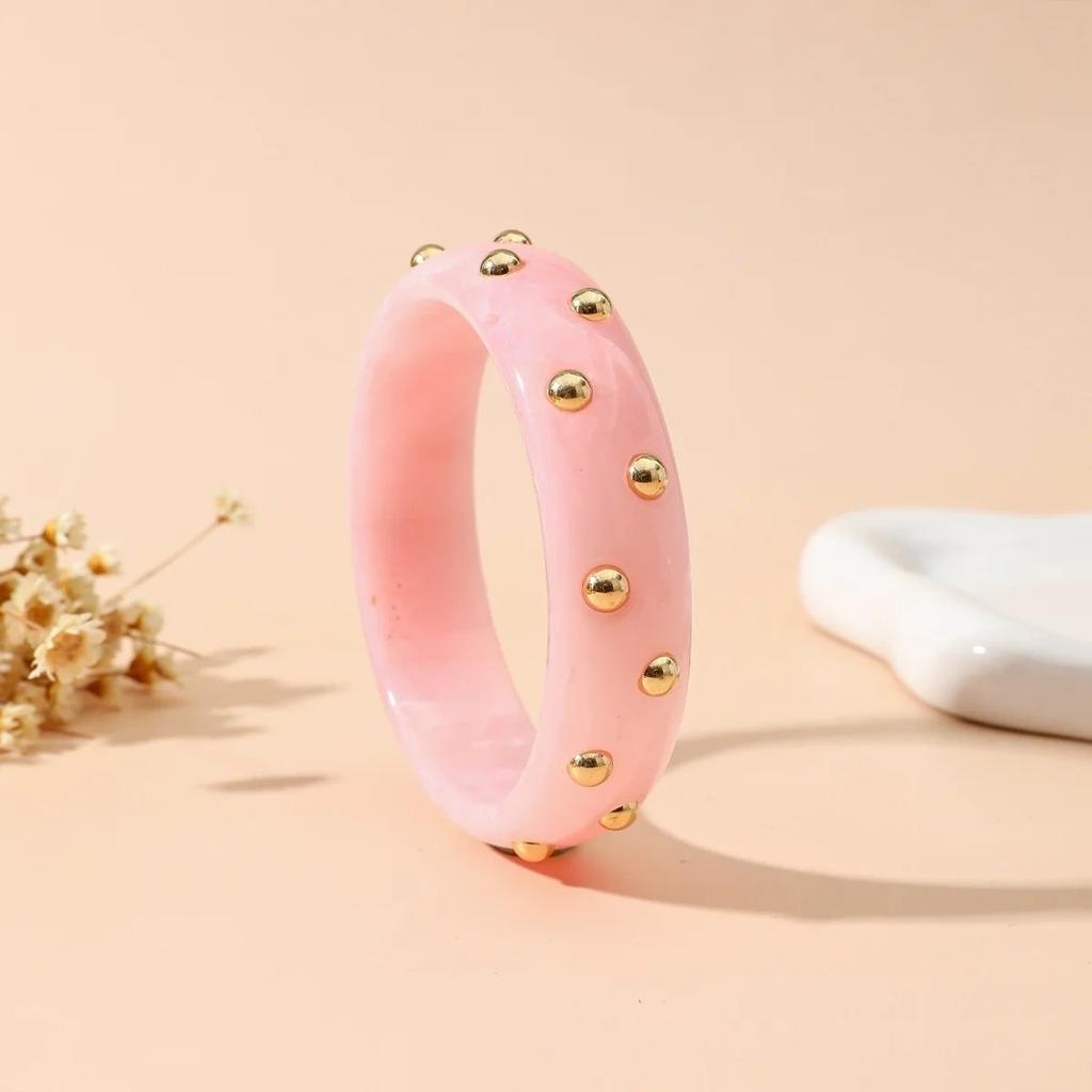 DIEZI 8 Colors Fashion Round Geometric Acrylic Resin Bangles Exaggeration Chunky Wide Bangles Bracelets For Women Men Jewelry