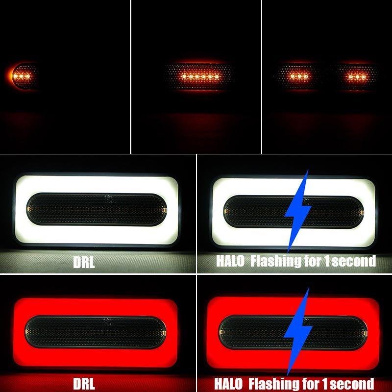 2/4pcs 68led 3 in 1 LED Tail Light Sequential DRL Turn Signal Light Rear Brake Stop Warning Lamp For ATV Truck Trailer 12V 24V