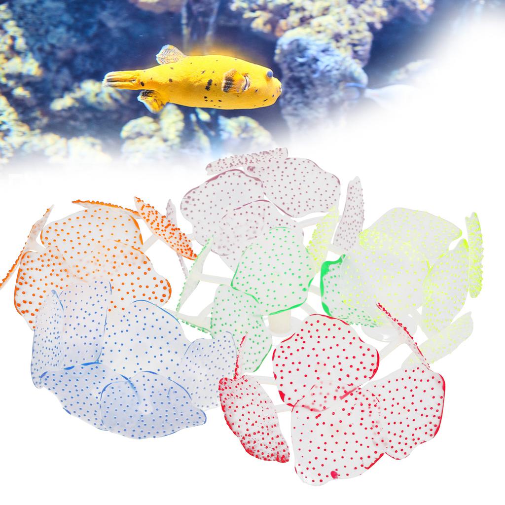 6Pcs Artificial Coral Silicone Fluorescent Mushroom Coral Decoration Aquarium Fish Tank Ornament