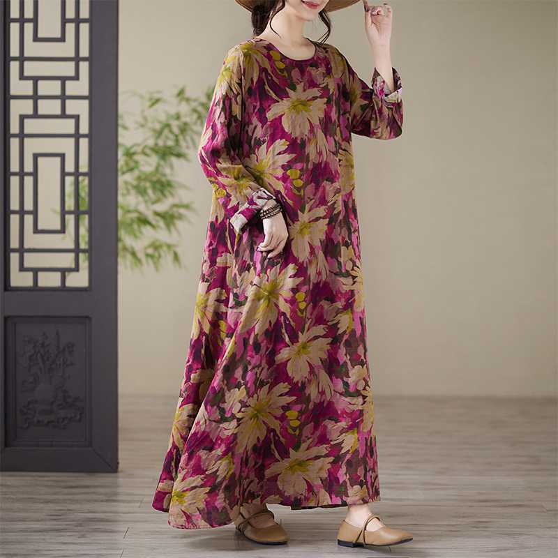 

Платье с круглым вырезом, свободного кроя, больших размеров, с длинными рукавами 3XL