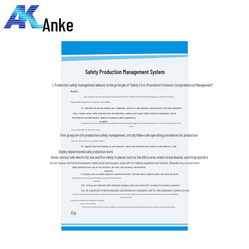 Anke Acrylic Safety Production Management Sign