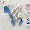 Literary small square scarf Spring and summer silk scarf Women's versatile Korean foreign style headscarf Thin fashion decorative headband Scarf