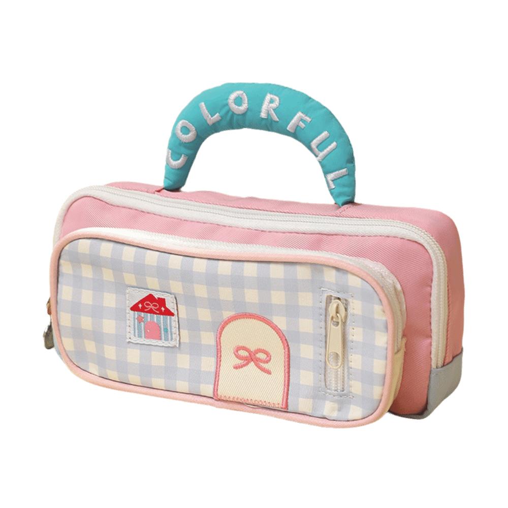 

Zipper Stationery Storage Bag Embroidered Pen Pencil Case Dopamine House Pencil Bag School Style 2
