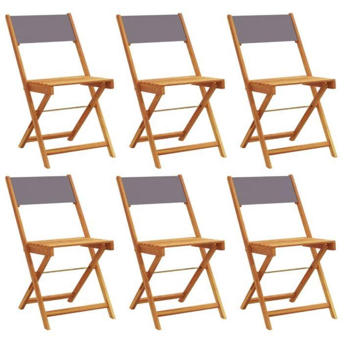 VidaXL Chaises de jardin pliantes lot de 6 tissu et bois massif, siège de jardin, chaise de patio, chaise à manger de 3214614