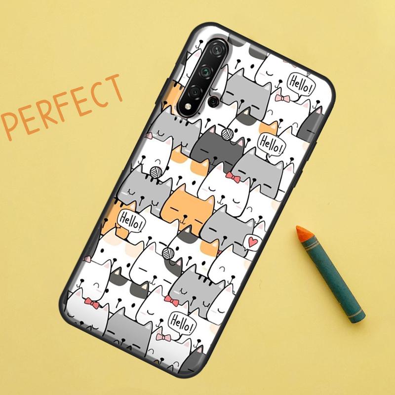 Funny Cute Cats For Huawei Nova 8i 12i 11i 12s Y73 Y72 Y61 Y91 Y90 Y70 Y60 9 10 SE P30 P40 Lite P60 Pro Case