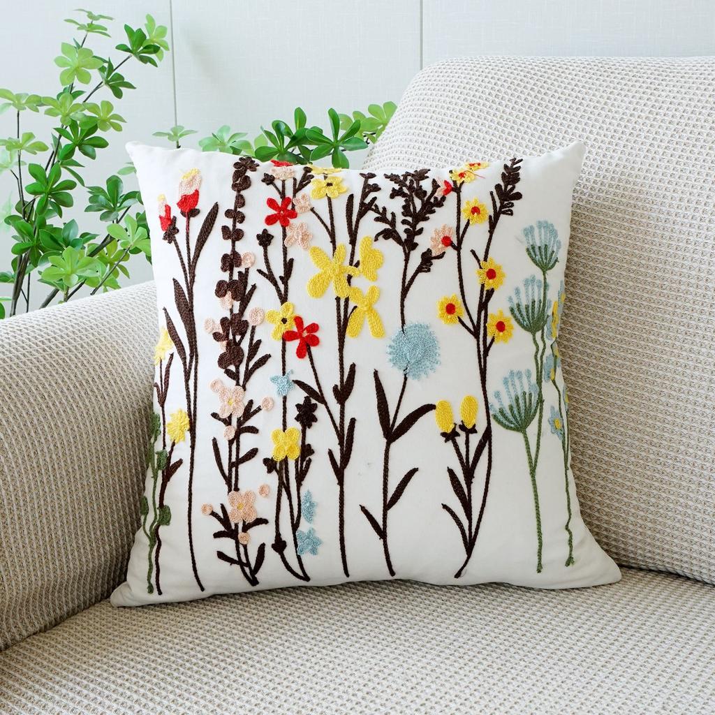 45X45Cm Flower Throw Pillow Cover Plant Embroidered Stamping Waist Cushion Cover Decor Home Decorative Pillowcase New
