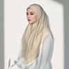 Non-Transparent Double Layer Chiffon Hijab Elegant Drape Solid Color Instant Chin Cover Scarf Pinless Design Wrinkle-Resistant