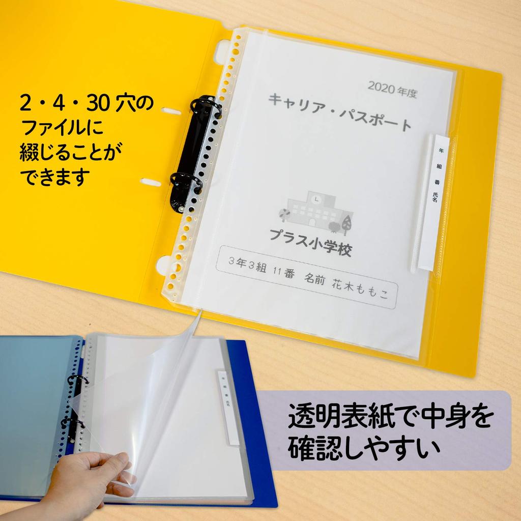 Plus Grade, Class, Name Refillable Clear File, Vertical Entry, 6 Pockets, A4, Clear, 84-826 X 10 Books, RE-201CF