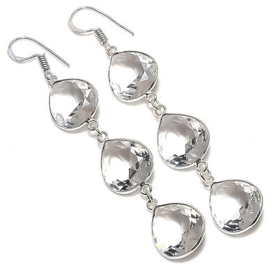 Gemma Topazio Bianco Gioiello Orecchino in Argento Sterling 925 2,99"