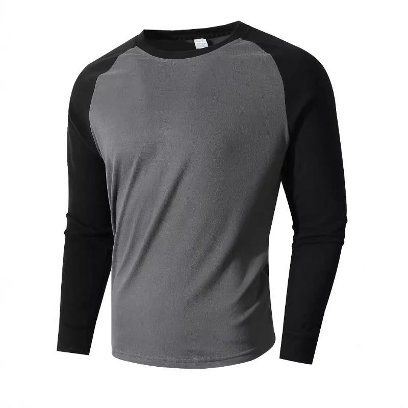 Men S Slim Fit Round Neck Long Sleeve Color Block Pullover Base Layer