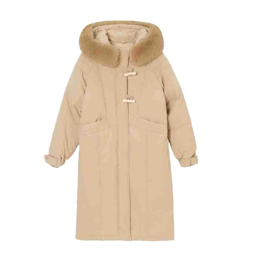 2024 Новая зимняя женская длинная хлопковая куртка женская меховая воротник утолщенная — фото 5