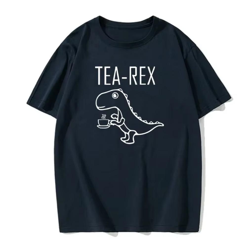 Men's Summer T-Shirt Tea Overlord Funny Dinosaur Drink Coffee T-Shirt Fashion Casual T-Shirt High Quality Streetwear Top T-Shirt