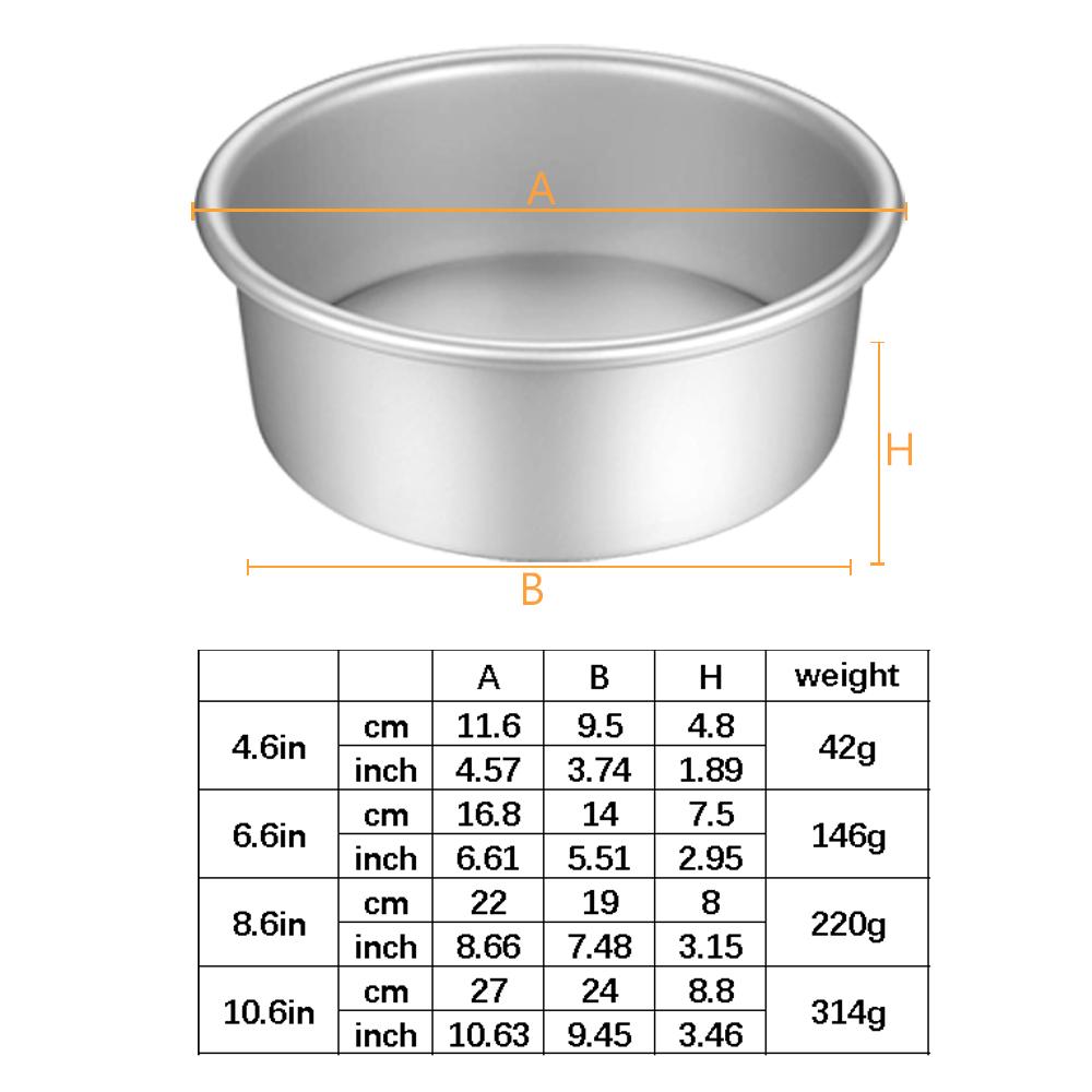 Anodized Aluminum Set 4/6/8/10 Inch Fixed/Removable Bottom Mold Round Chiffon/Angel Baking Cheesecake Tin 0059