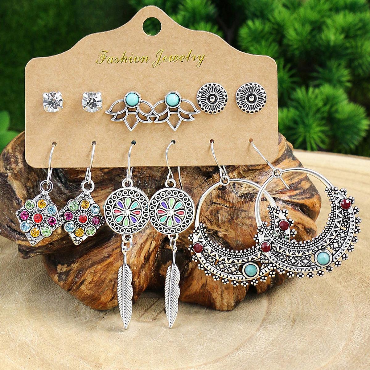 

Новый многоцветный набор серег-подвесок для женщин, модная бохо-характерная бижутерия для ушей, подарок, оптом