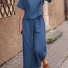 Summer Solid Color Wide-leg Trousers Suit Casual Temperament Two-piece Set for Women
