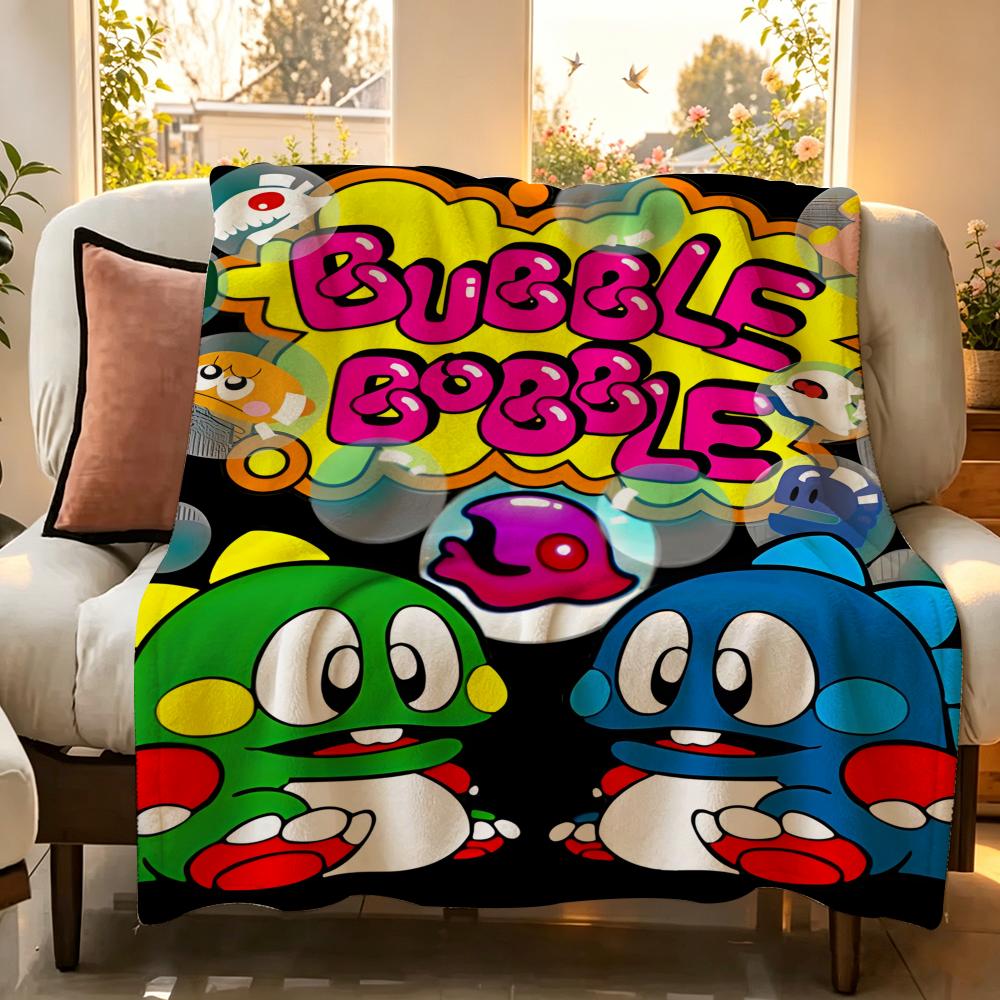 Game G Game B Bubble B Bobble Throw Flannel Throw Blanket Suitable for Sofa Living Room Bedroom