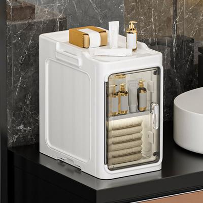 Slim Design Bathroom Storage Cabinet Adjustable Shelf System Movable Foldable Small Spaces Organizer