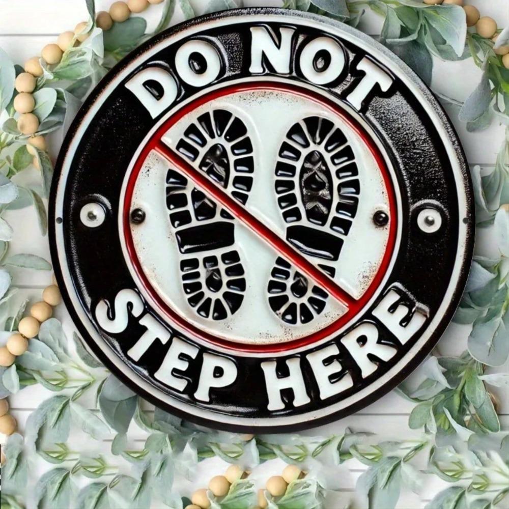 Vintage Do Not Walk Here Metal Sign Outdoor Garden Garage Warning Plaque Footprint Decor
