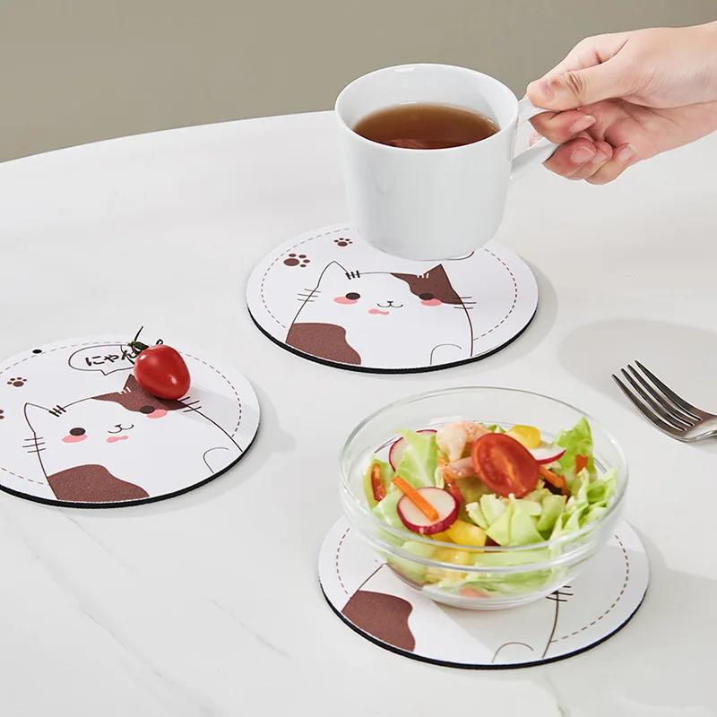 Cat Silicone Coasters Table Insulating Mats Home Cartoon Anti-scald Non-slip Durable Vegetable Mat Creative Simplicity Coaster