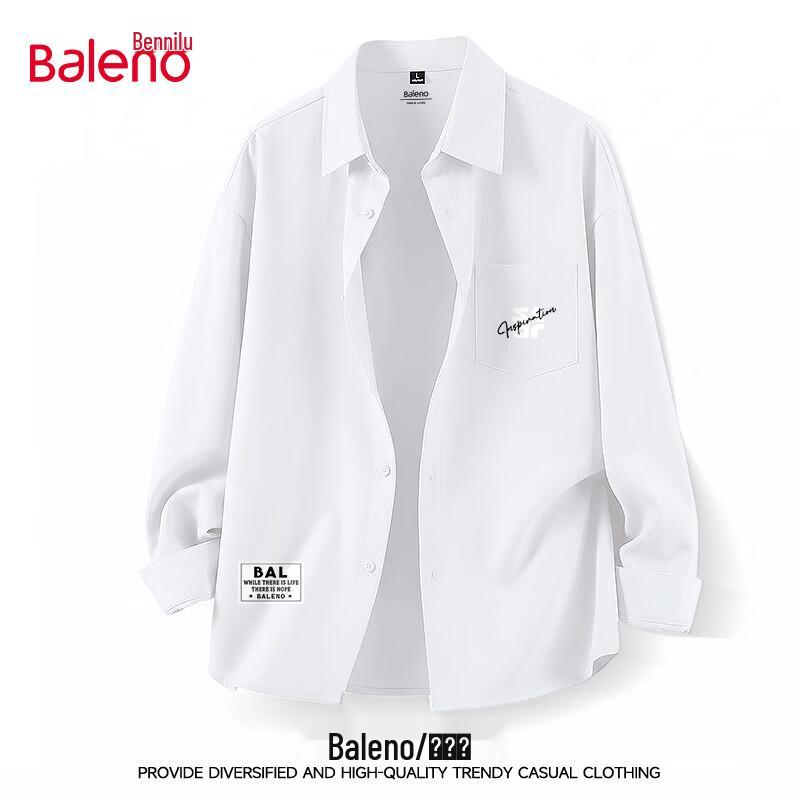 Baleno Men's Long Sleeve Drapey Shirt with JPB Stacked Letters Print