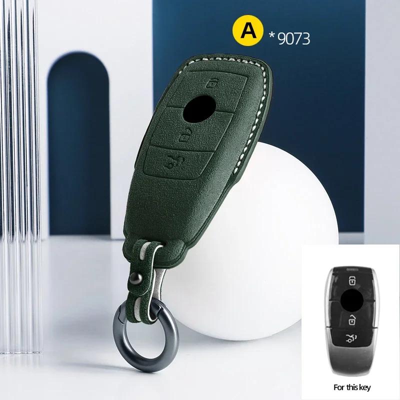 Für Mercedes Benz A C E S G-Klasse GLC CLE CLA GLB GLS W177 W205 W213 W222 X167 AMG Wildleder Leder Auto Schlüsselanhänger Hülle Schlüsselanhänger