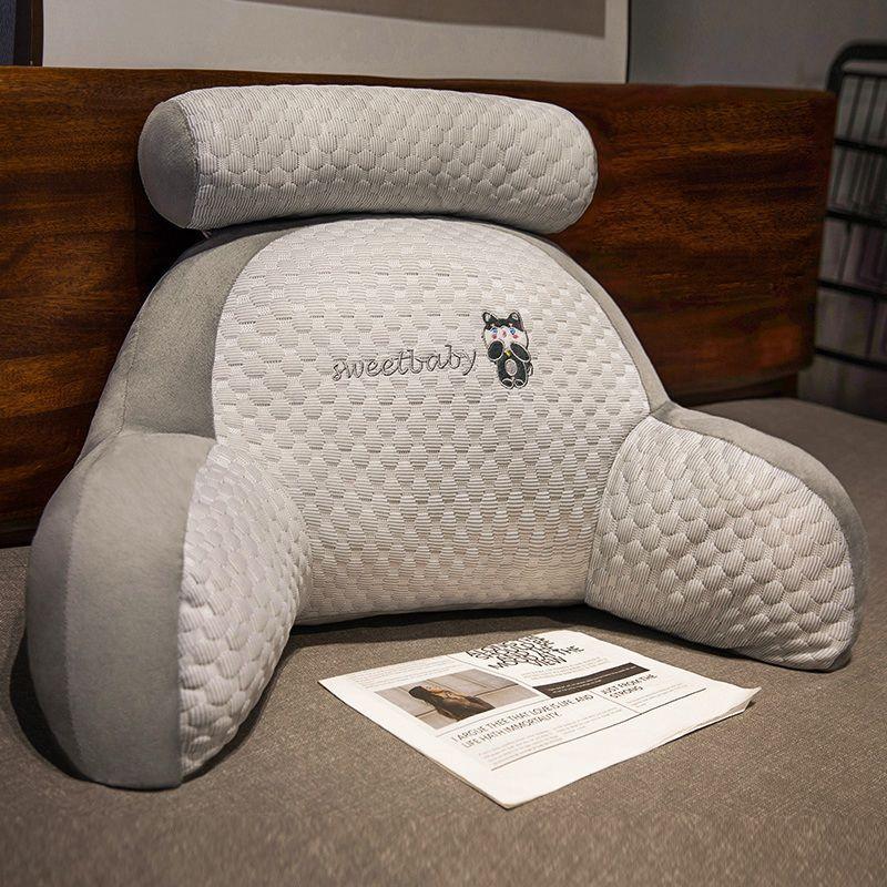 1 Stück Verstellbares Lesekissen - Ergonomisches Rückenstützkissen für Bett/Sofa/Boden, Grau Gestepptes Atmungsaktives Design