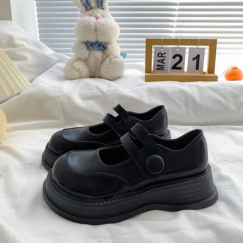 

Jk Small Leather Shoes Sweet And Cool Big Head Niche Spring And Summer Thin Thick Bottom Sponge Cake French Mary Jane Shoes England 37
