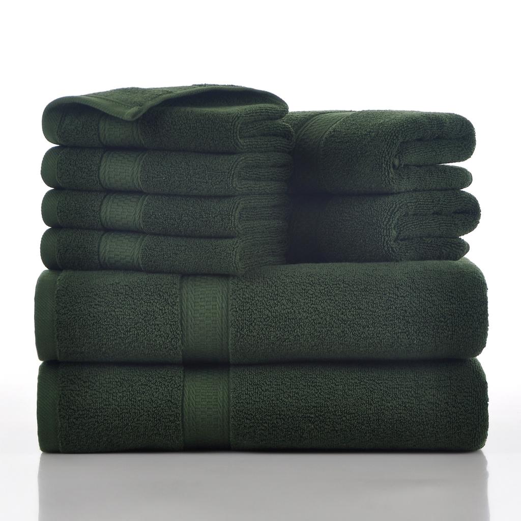 Style, plain cotton towel, eight-piece set of household towels, soft and absorbent.