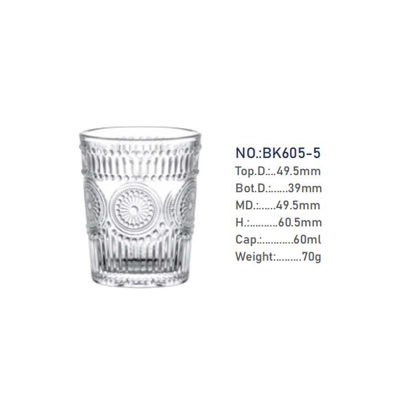 Engraved Flower Brandy & Whiskey Shot Glass - Thickened One-Shot Baijiu & Liqueur Cup