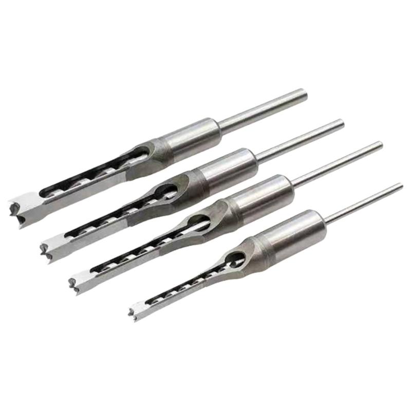 4pcs Square Hole Mortise Chisel Drill Bit Set for DIYer Enthusiasts Woodworking with HSS Construction In Multiple Sizes