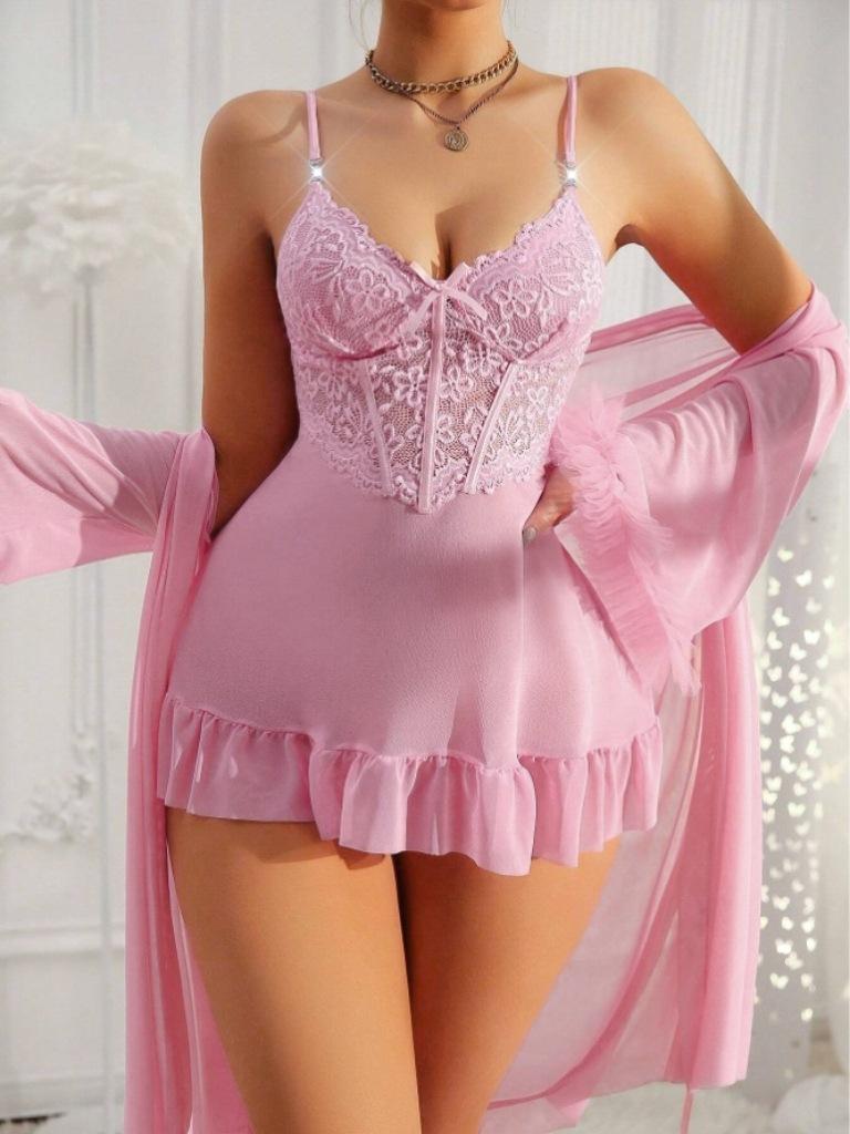 New, Sexy Lace Lace Lingerie Set Mesh Large Size Sexy Pajamas Thin Women