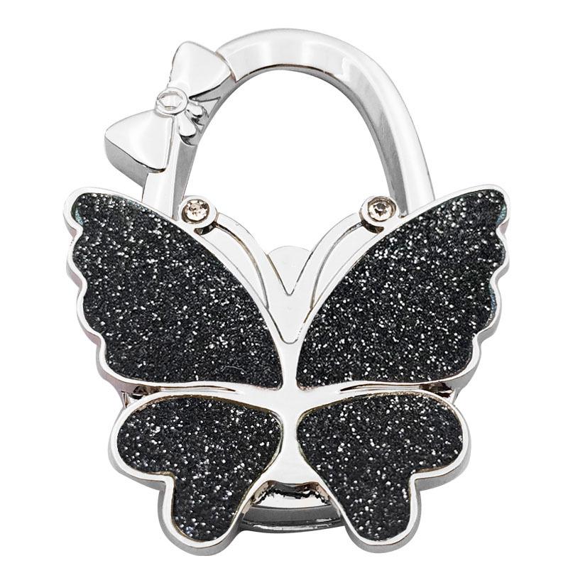 Large Matte Butterfly Hanging Bag Hook - Foldable Women's Bag Buckle & Portable Table Edge Hook for Luggage Accessories.