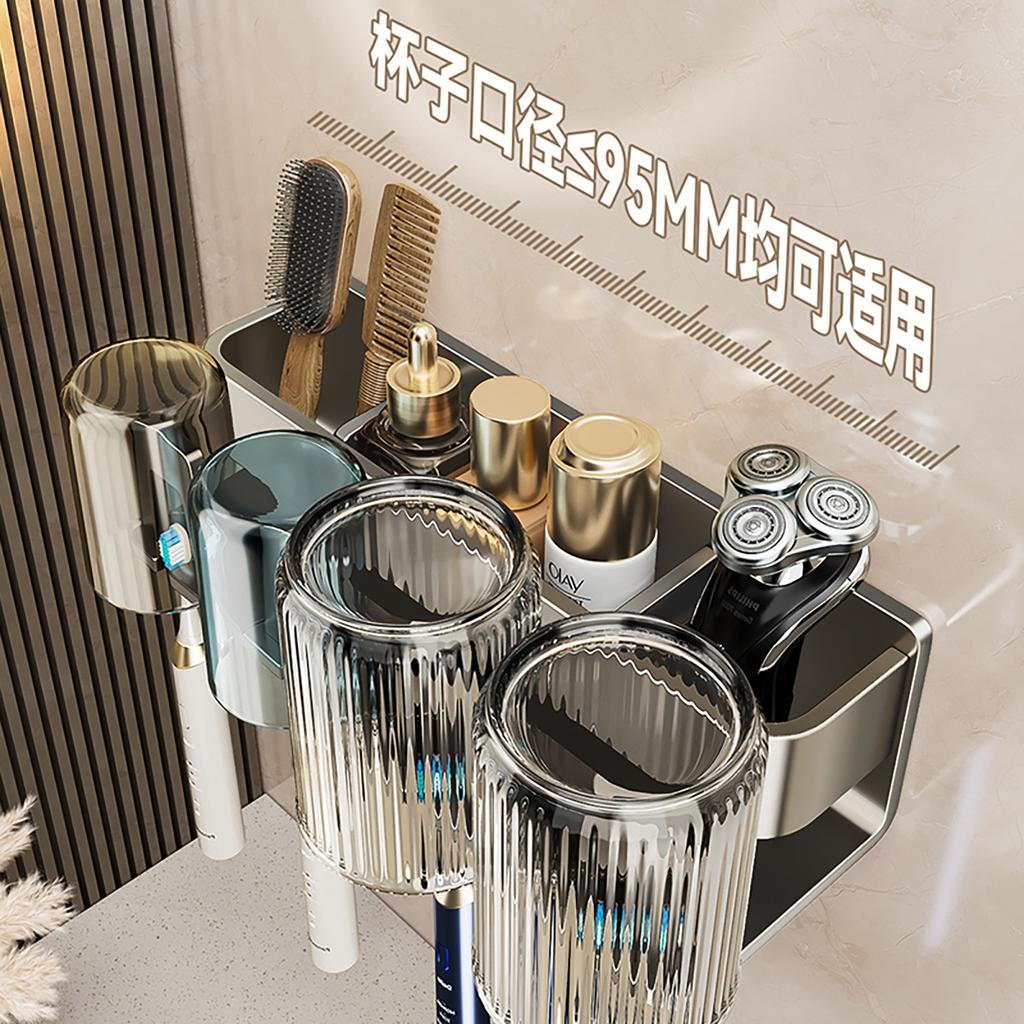 Rattan Blu Senza Perforazione Pistola Grigia Spazzolatura Tazza Montaggio a Parete Montaggio a Parete Bagno Porta Spazzolino da Denti Famiglia Set Denti