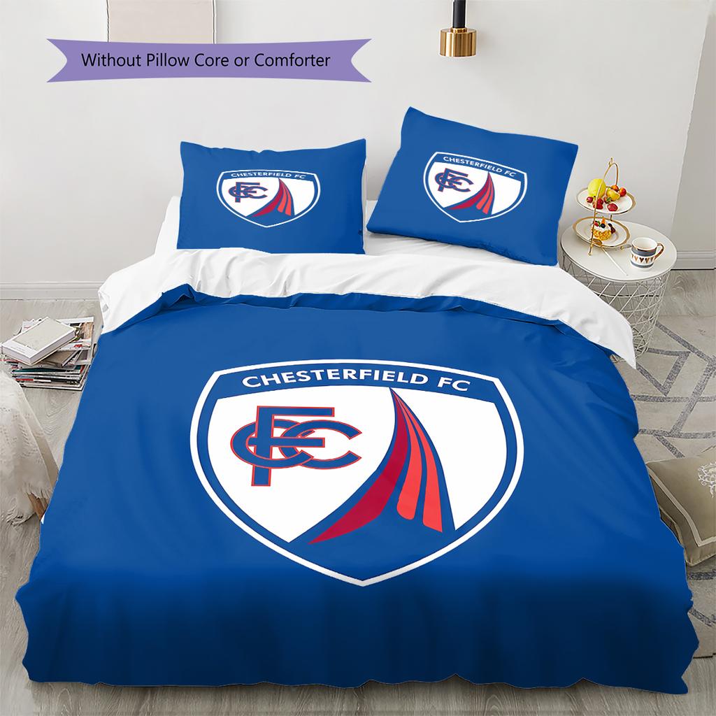 Chesterfield F.C.C Vzorované povlečení, Sada přikrývky Povlak na přikrývku Povlak na polštář Domácí Dárek k narozeninám (1 * povlak na peřinu + 2 * povlak na polštář, bez jádra)