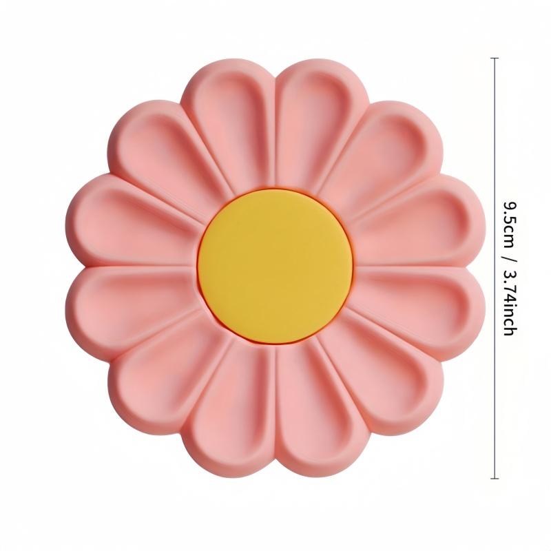 1PC Daisy Coaster Silicone Material Cute Flower Shaped Heat-resistant Dual Color Coffee Coaster,suitable for Holiday Gifts