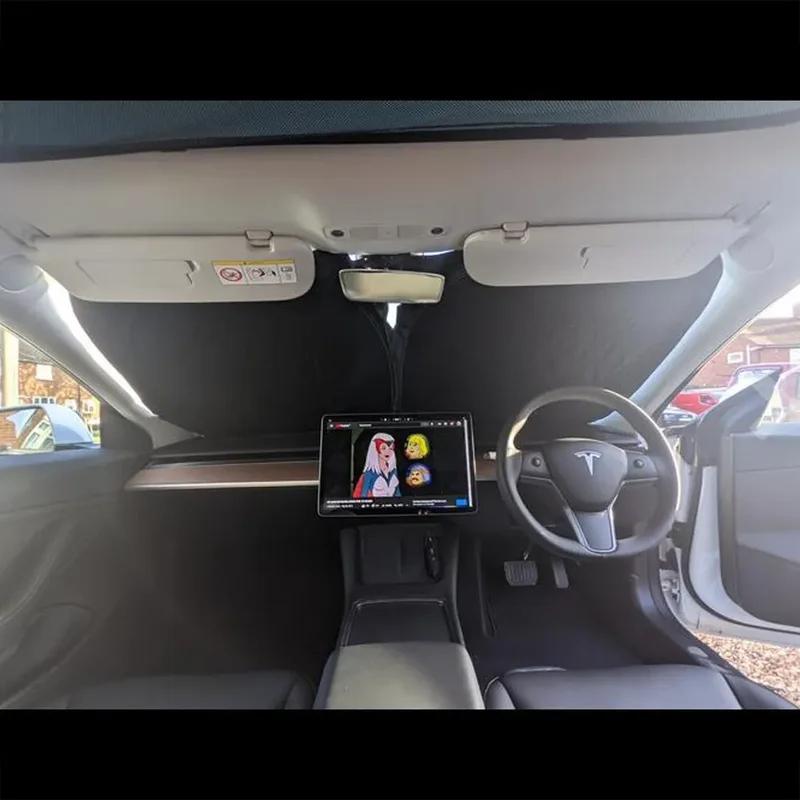 Car Windshield Sun Shade for Tesla Model 3 Y Front Window Sunshade Visor Sunscreen Protector UV Protection Accessories